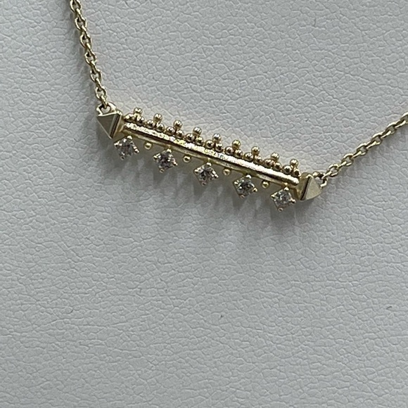 Kendra Scott Gold Plated Anissa Bar Pendant Cubic Zirconia Regal Necklace - Picture 3 of 13